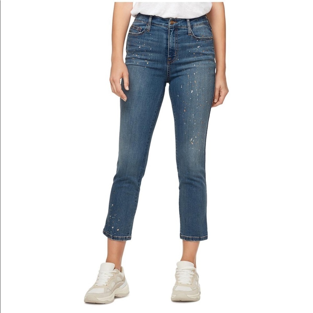 Anthro Sanctuary Gold Flecked Modern Standard High Rise Cropped Jean